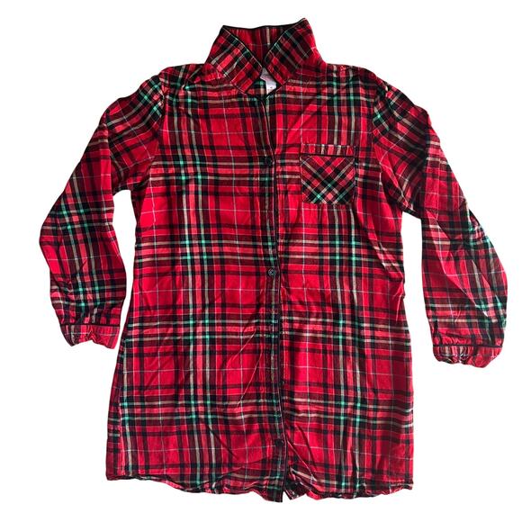 Wondershop Other - Wondershop at Target Women’s Red Plaid Flannel Sleep Shirt Size M 100% Cotton